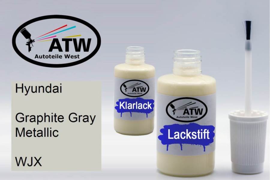 Hyundai, Graphite Gray Metallic, WJX: 20ml Lackstift + 20ml Klarlack - Set, von ATW Autoteile West.